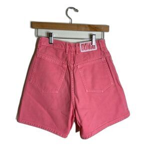 Vintage 90s bongo light pink denim jean shorts big logo on back size 5